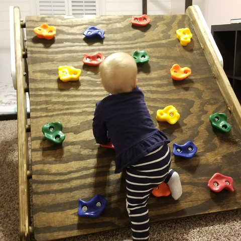 10 pièces/ensemble enfants jouets d'escalade en plastique intérieur en plein air escalade pierre mur en bois pierres main pieds tient des Kits de prise en main jouets de Fitness ► Photo 1/6