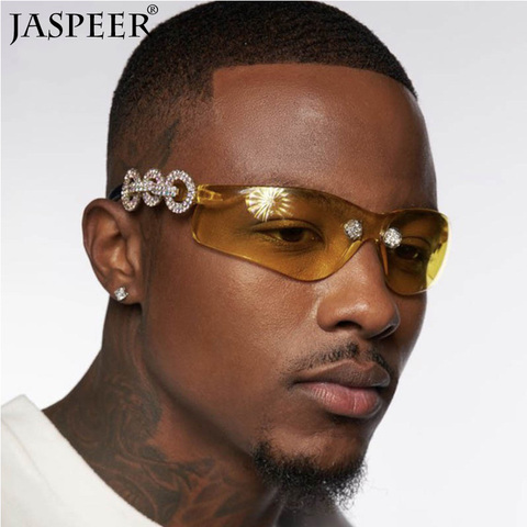 JASPEER-lunettes de soleil en diamant pour hommes et femmes, Protection UV, résistante au sable, monture PC, voyage, UV400 ► Photo 1/6