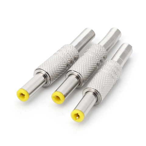 Adaptateur de connecteur métallique prise mâle | 5 pièces 5.5x2.5mm DC Jack, prise métallique avec tête jaune Y98E ► Photo 1/6