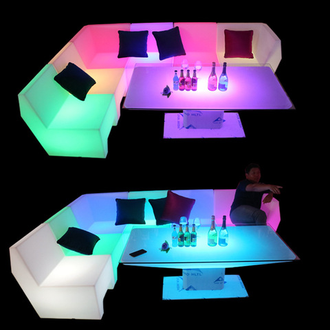 Canapé et chaise à lumière LED, combinaison de table basse, bar club, KTV, carte de siège, mobilier créatif, chaise de comptoir ► Photo 1/6