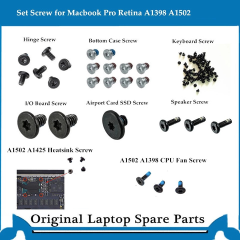 Vis de boîtier inférieur pour Macbook Pro Retina A1398 A1502, ensemble complet, pour clavier, haut-parleur, SSD, Logic Board, charnière de refroidissement ► Photo 1/1