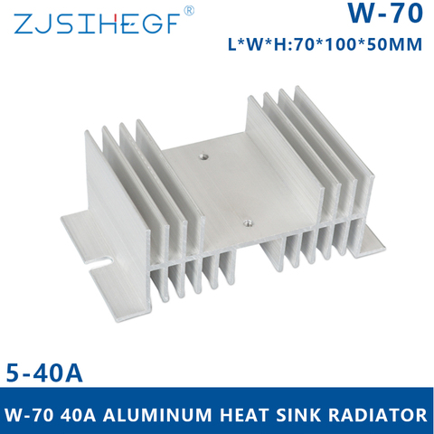 Radiateur de Dissipation thermique en aluminium, W-70 Din rail monté avec relais à semi-conducteurs 10a 25a 40a SS ► Photo 1/1