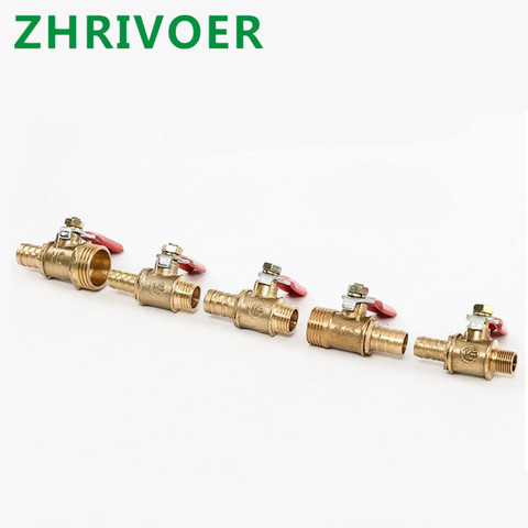 Brass Barbed ball valve 1/8'' 1/2'' 1/4'' Male Thread Connector Joint Copper Pipe Fitting Coupler Adapter 4-12 Hose Barb ► Photo 1/1