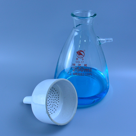 Flacon d'aspiration de 250ml + entonnoir buchner 80mm, Kit d'entonnoir de Filtration Buchner, avec flacon en verre à paroi lourde, chimie de laboratoire ► Photo 1/1