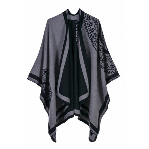 Marque de luxe Ponchos manteau 2022 cachemire écharpes femmes hiver chaud châles et enveloppes Pashmina épais Capes couverture Femme écharpe ► Photo 1/6