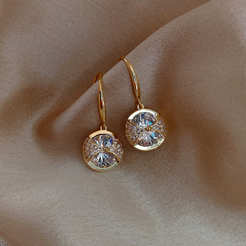 À la mode ronde Simple cristal boucles d'oreilles pour les femmes mode douce goutte d'eau pendentif boucle d'oreille fille fête anniversaire bijoux cadeau ► Photo 1/6