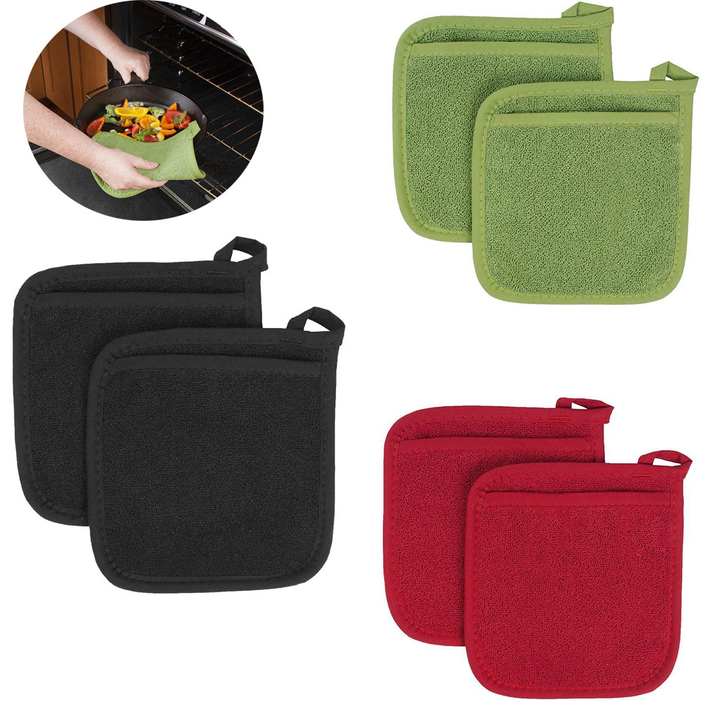 3 en 1 porte-Pot isolation gant coton Terry micro-ondes gants cuisine manique tapis pour la cuisson BBQ gants four mitaines cuisson ► Photo 1/6