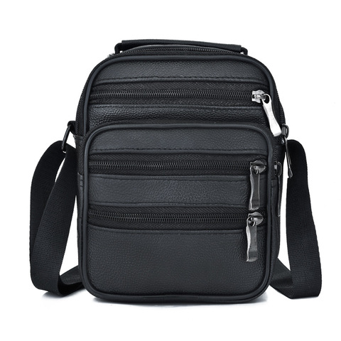 Sac à bandoulière en cuir pour hommes, sac à main de couleur unie, sac à main multifonction décontracté à la mode, sacoche pour hommes, vente en gros d'usine ► Photo 1/5
