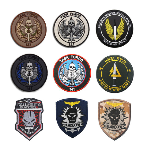 3D Black Ops TASK FORCE 141 velcros patchs Forces spéciales armée militaire tactique broderie patchs Badges ► Photo 1/6