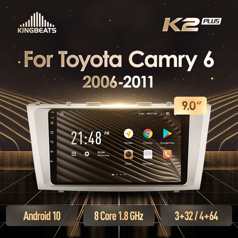 KingBeats Android 10 octa-core tête unité HU 4G en tableau de bord autoradio multimédia lecteur vidéo Navigation GPS pour Toyota Camry 6 XV 40 50 2006 - 2011 aucun dvd 2 din Double Din Android autoradio 2din ► Photo 1/6