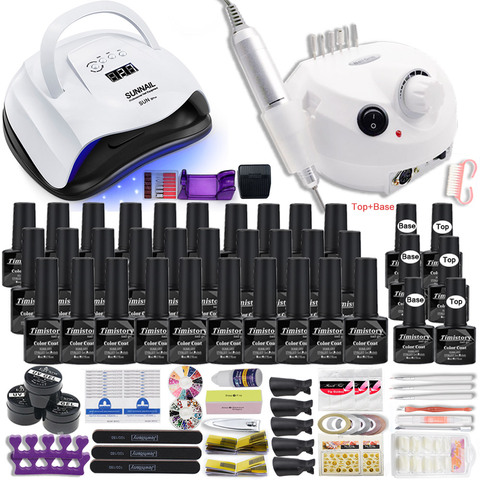 90W lampe à ongles coffret cadeau avec 30 couleurs vernis à ongles Gel ensemble de manucure Kit d'ongle acrylique avec haute qualité 20W perceuse à ongles Machine ► Photo 1/6