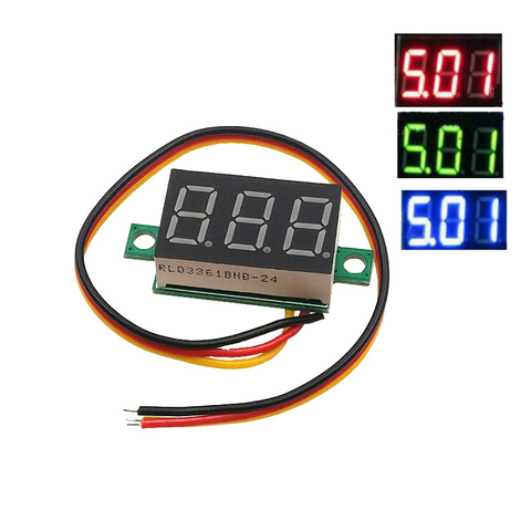 Voltmètre numérique LCD 0.36 à 30V, 1 pièce, voltmètre à deux fils, voltmètre rouge/bleu/vert, ampères, jauge de tension ► Photo 1/2