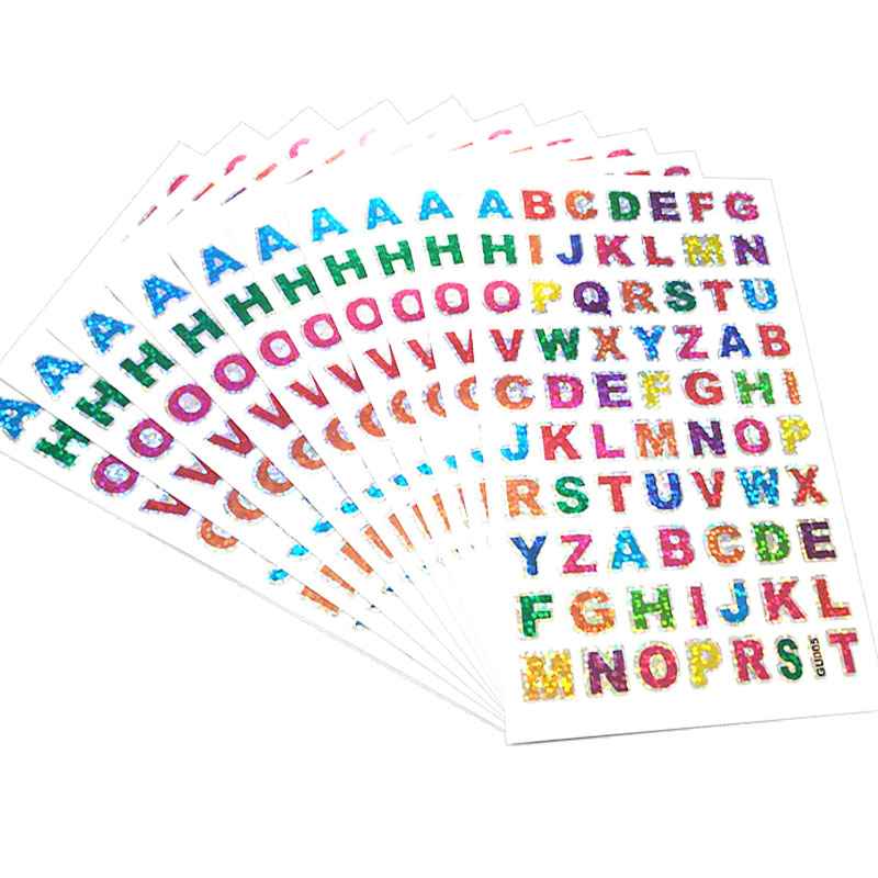 Autocollants lettres de l'alphabet auto-adhésifs, 10 feuilles, pour Scrapbooking ou embellissement, lettres, carte de nom ► Photo 1/6