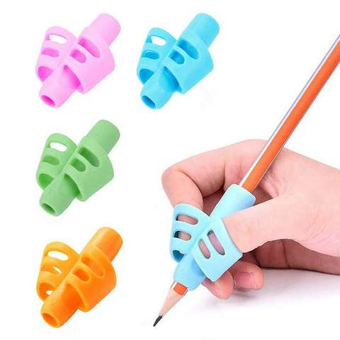 Porte-crayon en Silicone pour enfants, 3 pièces, outil d'apprentissage et de pratique, stylo d'aide à la prise, dispositif de Correction de la Posture pour écoliers ► Photo 1/6