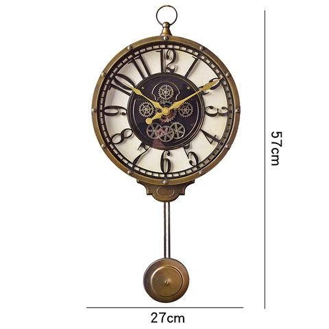 Horloge murale à pendule style rétro créative, grand format, horloge décorative pour salon ou chambre à coucher américaine, balançoire silencieuse, idée cadeau, SC627 ► Photo 1/6