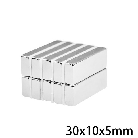 Aimant surpuissant 30x10x5mm en néodyme, lot de 5 à 50 pièces, 30x10x5mm ► Photo 1/6