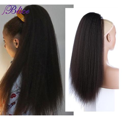 Blice – queue de cheval synthétique 18-24 pouces, Extensions capillaires lisses et crépues, résistantes à la chaleur, avec deux peignes en plastique, toutes les couleurs disponibles ► Photo 1/6