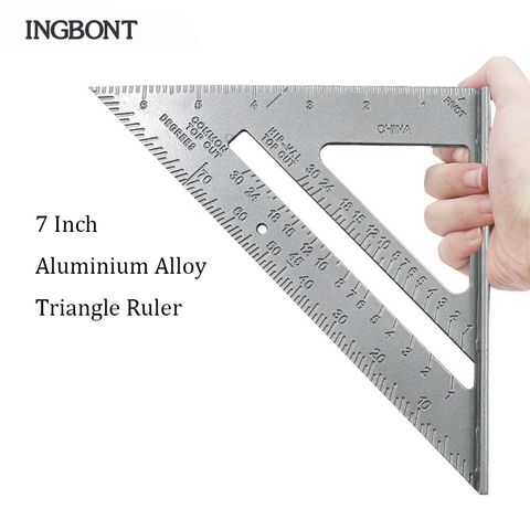 INGBONT – règle triangulaire carrée en alliage d'aluminium, 7 pouces, outil de disposition des mesures, cadre de bâtiment, Guide de ligne du rapporteur charpentier ► Photo 1/6