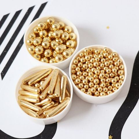 Supar – perles dorées comestibles, barre de perles, boule de sucre, Fondant, pâtisserie, bricolage, paquet de bouteilles, boule de pulvérisation, décoration de gâteaux ► Photo 1/4