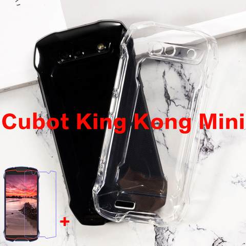 Coque souple en TPU noir pour téléphone portable, compatible avec Cubot King Kong Mini 4G, Film en silicone avec verre trempé ► Photo 1/6