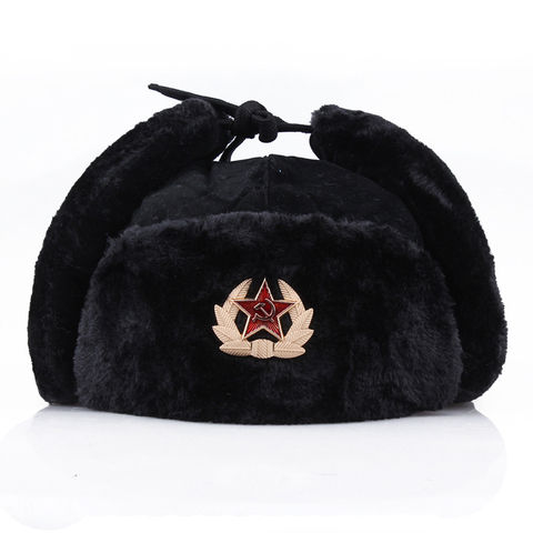Chapeau d'hiver chaud et imperméable pour homme et femme, couvre-oreilles épais, à la mode, avec badge soviétique Lei Feng ► Photo 1/5