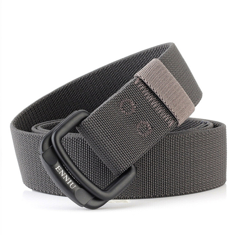 Ceinture tactique élastique en Nylon pour hommes, équipement militaire pour pantalons, sangle solide, toile avec Double anneau, boucle en métal ► Photo 1/6