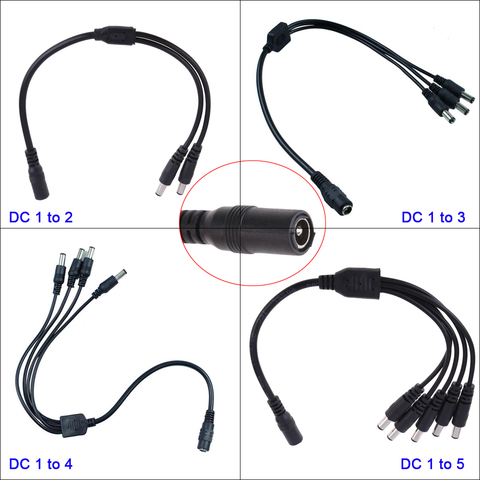 Caméra de sécurité de vidéosurveillance 1 pièce DC femelle vers 2/3/4/5 prises mâles adaptateur cordon d'alimentation, séparateur de câble pour lumières LED bandes ► Photo 1/6