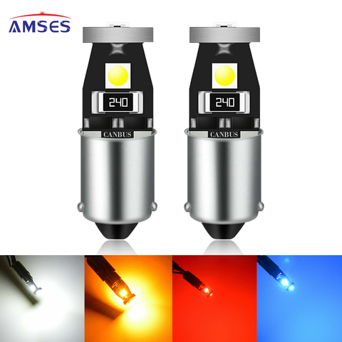 Ampoule LED Ba9s T4W Canbus erreur, éclairage intérieur de voiture, 3030 SMD, marqueur latéral pour plaque d'immatriculation, dôme, lampe de lecture, rouge, glace, bleu, 12V, 2 pièces ► Photo 1/6