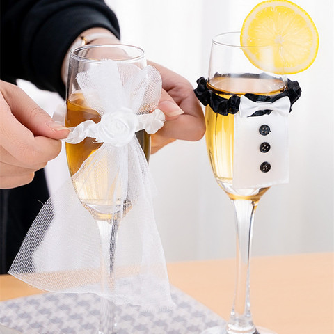 Décoration de Table de mariage | Verre à vin, couvercle de tasse de mariée, décor bricolage soirée enterrement de vie de jeune fille ► Photo 1/6