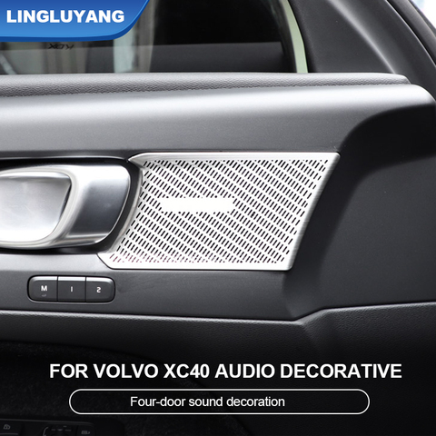 Accessoires de voiture pour volvo xc40 2022, couvercle décoratif audio, pièces automobiles en acier inoxydable, décoration chromée, 4 pièces ► Photo 1/5