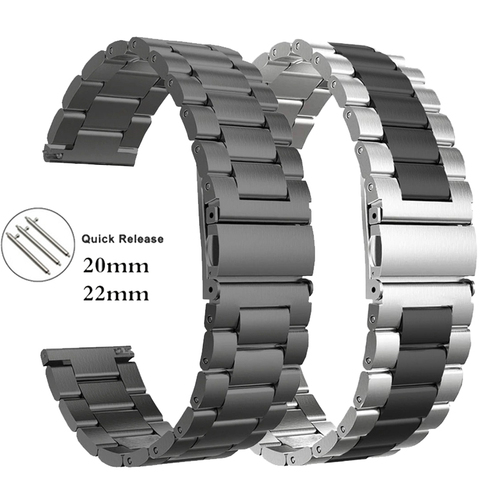 Bracelet de montre 20 22mm pour gear S3 S2, boucle en acier inoxydable pour galaxy Watch 3 41 45mm pour Amazfit Bip Huawei GT Sport ► Photo 1/6