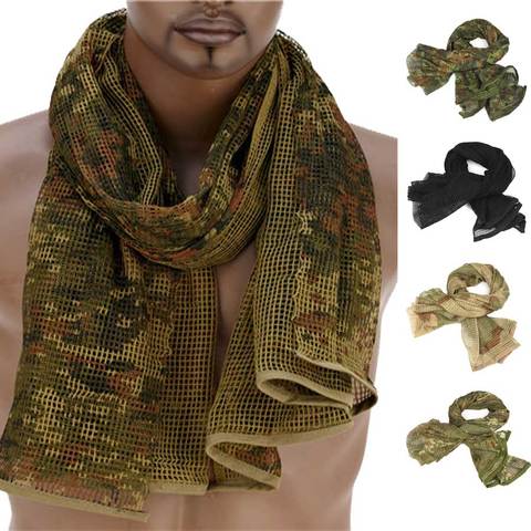 190*90cm écharpe coton militaire Camouflage tactique maille écharpe Sniper visage écharpe voile Camping chasse multi-usages randonnée écharpe ► Photo 1/6