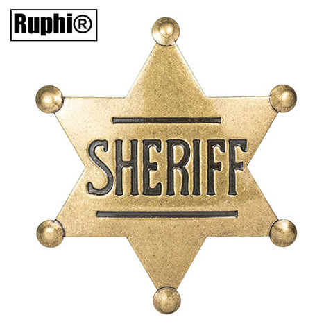 Broches de broche d'insigne d'étoile de shérif de jouet occidental pour l'école occidentale de Cowboy ► Photo 1/6