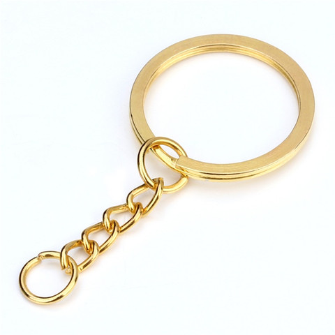 20 pcs/lot porte-clés en or porte-clés Bronze Rhodium 28mm longue ronde porte-clés fendu porte-clés pour la fabrication de bijoux bricolage en gros ► Photo 1/6