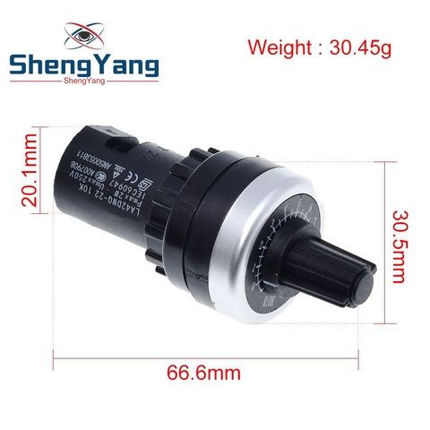 ShengYang LA42DWQ-22 1K 2K 5K 10K 22mm diamètre Pots potentiomètre rotatif convertisseur régulateur inverseur résistance commutateur ► Photo 1/6
