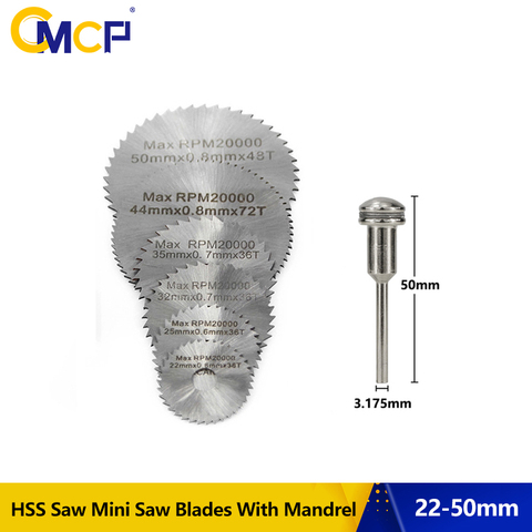 Mini lame de scie circulaire HSS 22/25/32/35/44/50/60mm, outils rotatifs, disque de scie circulaire avec mandrin, disque de coupe du bois ► Photo 1/6