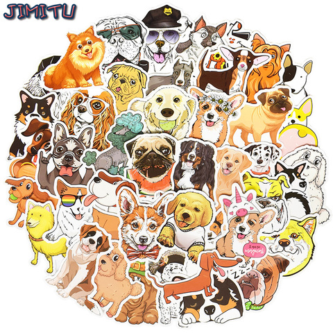 50 pièces dessin animé chien autocollants Cool différent Style chiens autocollant animaux mignon Corgi teckel sur ordinateur portable fournitures pour animaux de compagnie fête enfant cadeau ► Photo 1/6