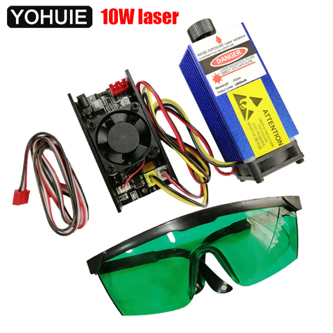Module laser 10000mw 10w/7w/5.5w/2.5w/1w 450NM bleu violet, gravure sur bois et plastique, diode de tube laser + lunettes à commande pwm TTL ► Photo 1/6