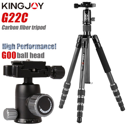 KINGJOY G22C trépied professionnel en fiber de carbone pour appareil photo numérique tripode adapté pour voyage support de caméra de qualité supérieure 143cm max ► Photo 1/6