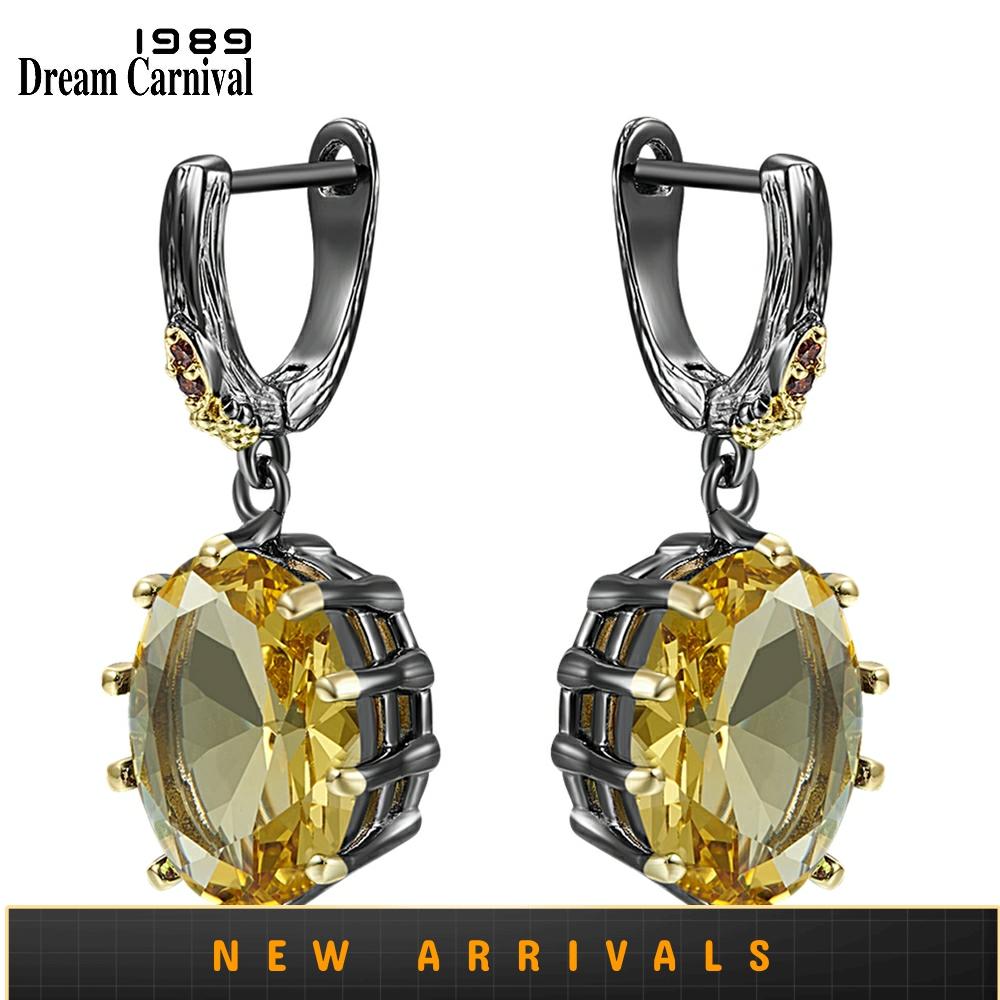 DreamCarnival1989 nouvelles grandes boucles d'oreilles pour femmes délicate coupe or éblouissante ovale Zircon gothique fiançailles fête bijoux WE4034G ► Photo 1/6