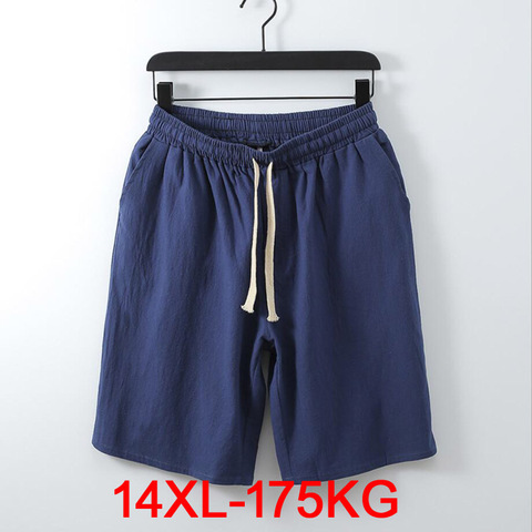 Short en lin extensible pour homme, grande taille, 11xl, 12xl, 13xl, 14xl, 15xl, décontracté, ample, noir, 60 ► Photo 1/6