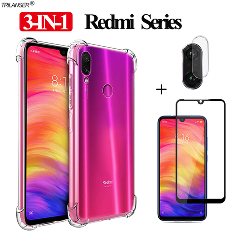 Coque souple antichoc en TPU pour Redmi 7 A Note 7, étui en verre pour caméra, protection d'écran ► Photo 1/6