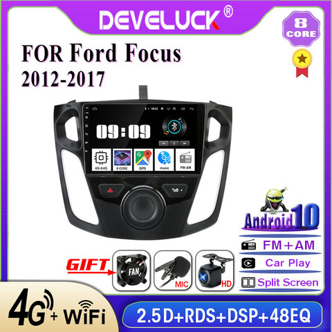 Develuck – lecteur multimédia avec Radio et Navigation GPS, RDS, DSP, IPS 2.5D, 2 din, sous Android, pour Ford Focus 3 Mk 3 salon 2012 – 2017 ► Photo 1/6