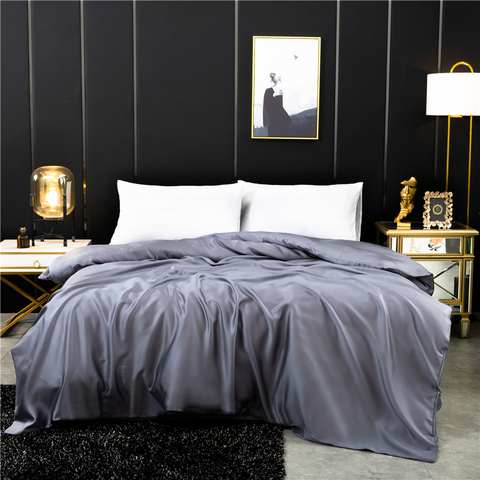 Housse de couette en soie mûrier, housse de couette couleur unie, 100% x 230 cm, haute qualité, pour couette en soie véritable Queen King, 250cm, personnalisable ► Photo 1/6