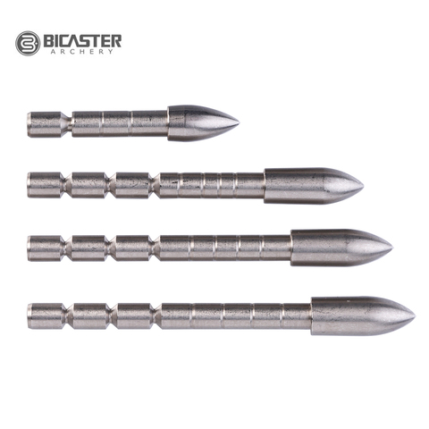 Bicaster acier inoxydable insérer flèche pointe 12/24 pièces tir à l'arc flèche tête 60-120 Grains pour 4.2mm arbre ► Photo 1/3