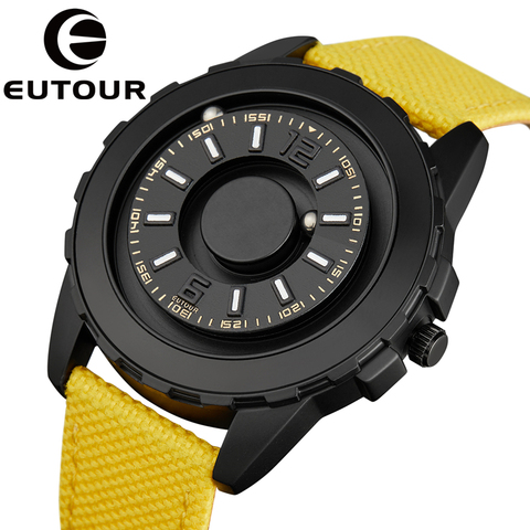 EUTOUR – montre à quartz avec trou noir pour hommes et femmes, bracelet en toile, tendance, sans pointeur ► Photo 1/6