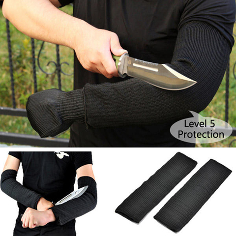 Manchon de Protection des bras résistant aux coupures, 1 /2 paires, Protection de sécurité pour le travail en extérieur, produit noir, gants de Protection Anti-coupure ► Photo 1/5