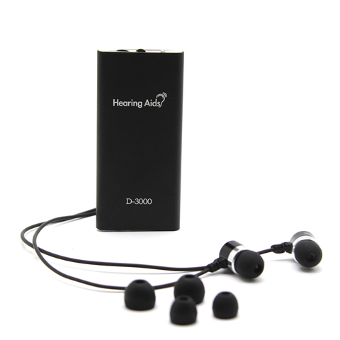 Kit auditif noir Rechargeable d'aide auditive derrière l'oreille son amplificateur vocal son Portable deux bouchons d'oreille pour les personnes âgées sourdes ► Photo 1/6