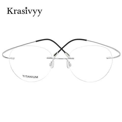 Krasivyy Vintage rond sans monture lunettes cadre hommes ultraléger optique Prescription lunettes femmes titane sans cadre lunettes ► Photo 1/1