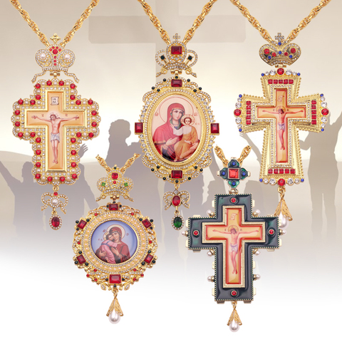 Croix pectorale orthodoxe Collares couronne icône religieuse collier Crucifix catholique byzantin Confirmation pendentif sautoir ► Photo 1/6